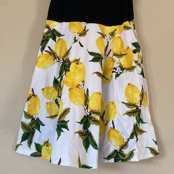 Kira, XL, lemon print bottom & black tank top dress with pockets - Picture 3 of 5